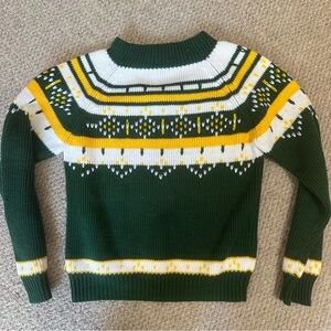 Vintage JCPenney acrylic green white and yellow sweater size 8
